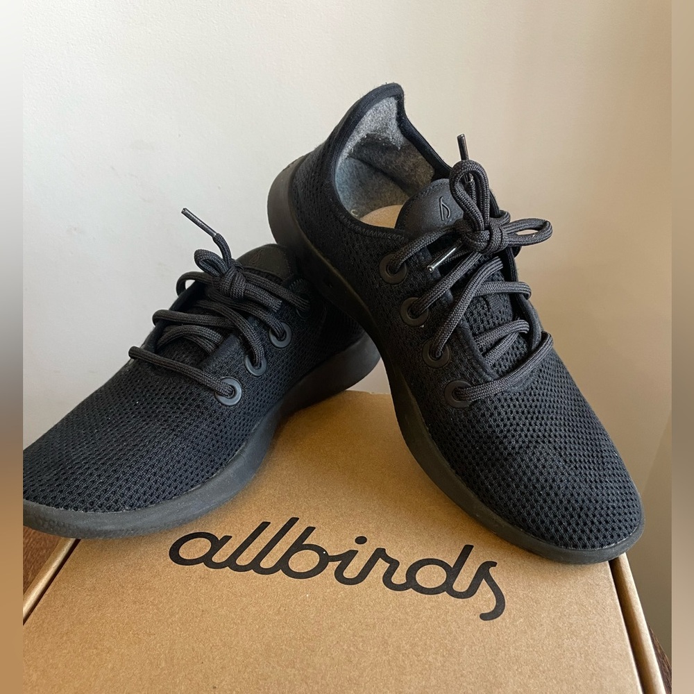 Allbirds Women’s Wool Tree Runner Lace Up Sneaker Shoe Black Size 9